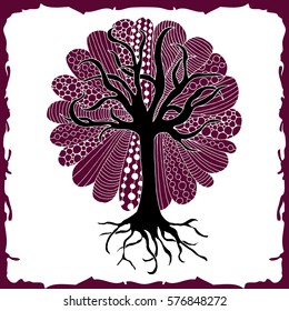 Tree illustration - Hand-drawn decorative tree element in vector.