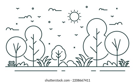 Tree illustration in line style. Natural concept