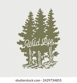 tree illustration nature graphic logo design forest badge outdoor vintage nature emblem adventure