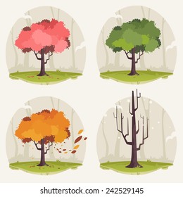 Tree Illustration: Season change