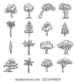 Tree Illustration Set - Colorless
