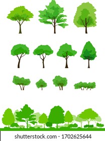 Baum-Zeichensatz und Grüne Baumlandschaftsgrafik, Hintergrund