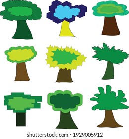 
Árbol de dibujos animados imaginativos y niños