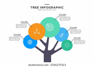 tree infographic, graph for steps to reach the goal, template vector eps 10.