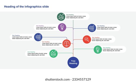 diapositiva Infográfica de árbol para gráfico vectorial de estilo web e impresión redondeada y curvada
