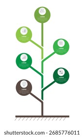 Plantilla de infografía de árbol para visualizar el crecimiento del negocio, las etapas de desarrollo y los procesos de planificación estratégica