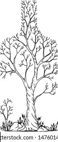 Tree. Ink drawing. Vector illustration.