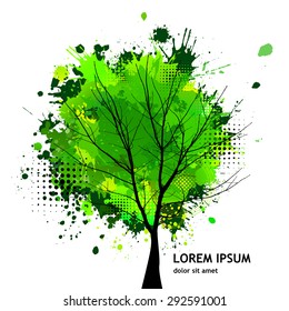 Tree of ink spots. Vector