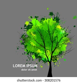 Tree of ink spots. Vector