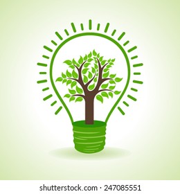 Tree inside the bulb- vector illustration