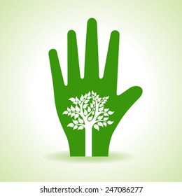 Tree inside the hand- vector illustration