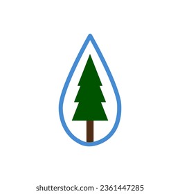 a tree inside of a line art drop , nature drop logo template