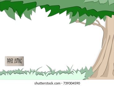 tree isolated background(paper cut style)