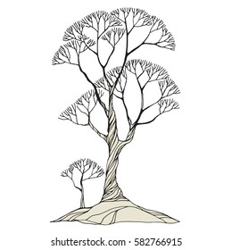 Tree, isolated hand drawn, vector illustration
