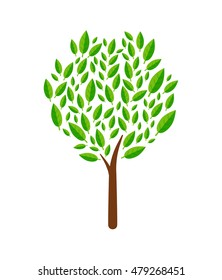 Tree Isolated Icon on white background. Abstract tree and leaves