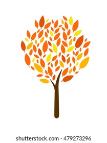 Tree Isolated Icon on white background. Abstract tree and leaves