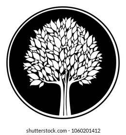  Tree isolated on a black background. Logo tree. Eco tree symbol.  Vector illustration