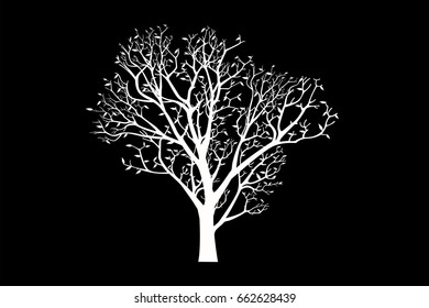 Tree isolated on black background, vector illustration.