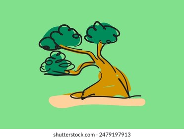 Tree Isolated on green Background.