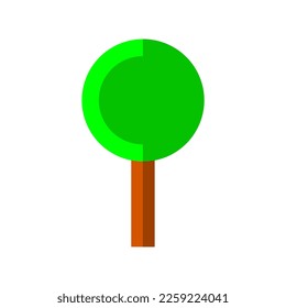 Tree isolated on white background, single cartoon flat icon for apps and websites, vector illustration