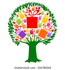 Tree isolated on White background. Vector illustration 