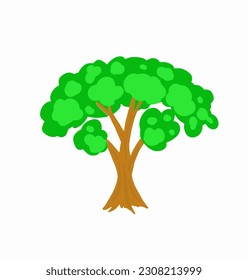 Tree isolated on white background, Cartoon hand-drawing, Illustration vector EPS file format