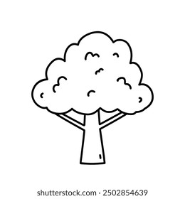 Tree isolated on a white background. Vector hand-drawn illustration in doodle style. Perfect for cards, decorations, logo, various designs.