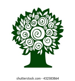 Tree isolated on white background. Vector logo