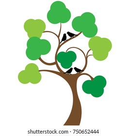 Tree isolated on white background, Vector illustration