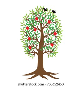 Tree isolated on white background, Vector illustration