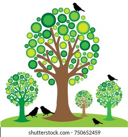 Tree isolated on white background, Vector illustration