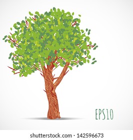 Tree isolated on white. Vector illustration.