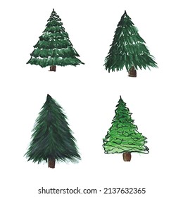 Tree isolated set, nature forest design
