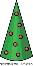 tree isolated vector christmas spruce stylized balls glass red green garlands new year eve gifts celebrate isolated transparent background winter holiday toys decorations  stylization flat cartoon