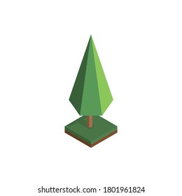 tree in isometric perspective, polygonal style, isolated on white background. EPS