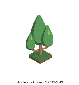 tree in isometric perspective, polygonal style, isolated on white background. EPS