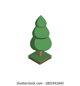 tree in isometric perspective, polygonal style, isolated on white background. EPS