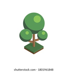 tree in isometric perspective, polygonal style, isolated on white background. EPS