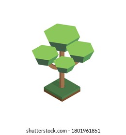 tree in isometric perspective, polygonal style, isolated on white background. EPS