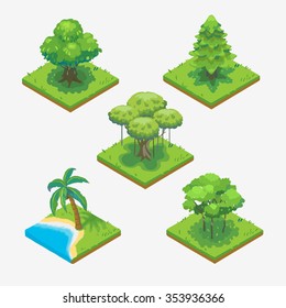 Tree Isometric Vector Isolated.