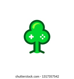 Tree Joystick Gaming Device Logo Vector
