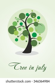 Tree in July with a large green crown