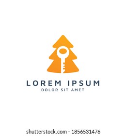 tree and key negative space logo design