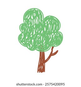 Tree as Kids Doodle Simple Hand Drawn Element Vector Illustration