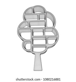 Tree of knowledge bookshelf. Wireframe low poly mesh vector illustration.