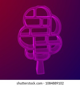 Tree of knowledge bookshelf. Wireframe low poly mesh vector illustration.