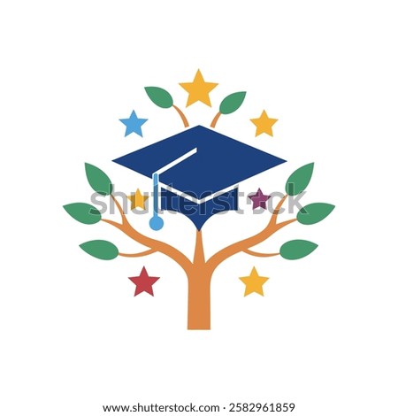 Tree of Knowledge with Graduation Cap – Symbolic Vector Design