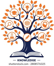 Tree of knowledge infographic concept featuring educational icons knowledge education learning infographic academic