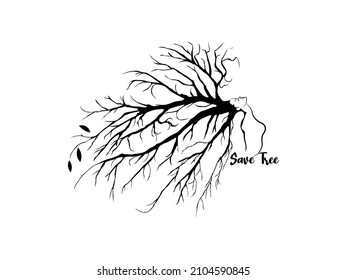 Tree Lady life Vector illustration. Save Trees. branch leaf icon, Tree with Roots emblem isolated on white background, Flat style for graphic and silhouette, logo. EPS10.