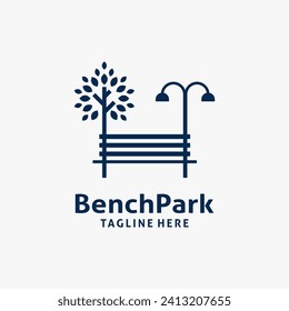 Tree and lamp bench for park logo design